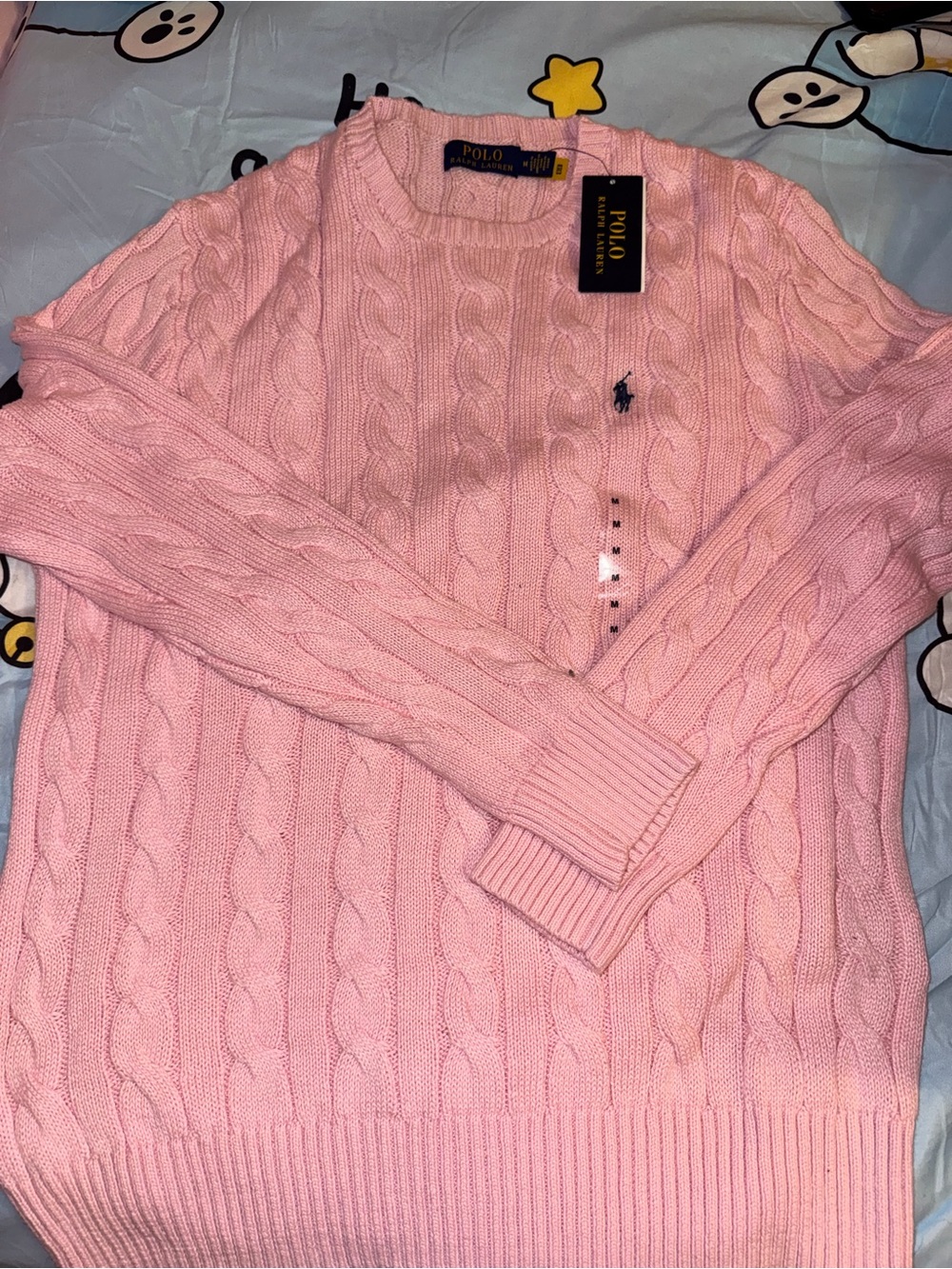 Ralph Lauren Pink Cable-Knit Crewneck Sweater